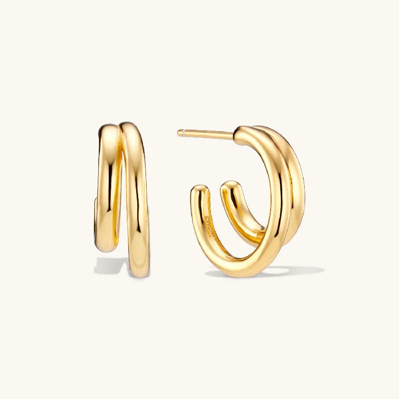 women glamorous earrings -Classic Layered Hoops in Gold