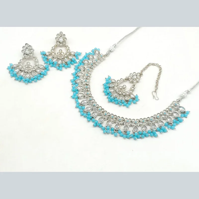 women handmade necklaces -Manisha Jewellery Silver Plated Crystal Stone Necklace Set