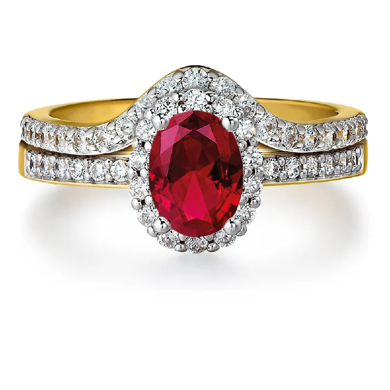 women charm bangle bracelets -Tru-Ruby Cincature Ring Set