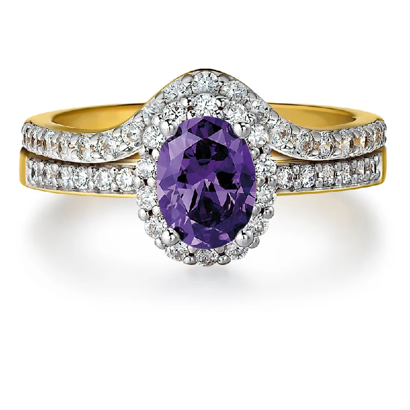 women bridal bracelets -Tru-Amethyst Cincature Ring Set