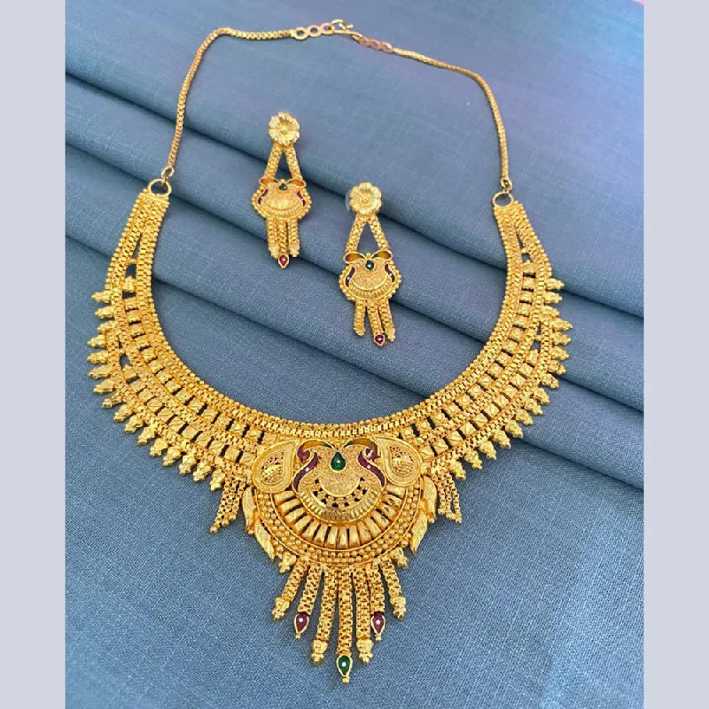 women sapphire necklaces -Mahavir Gold Plated Necklace Set