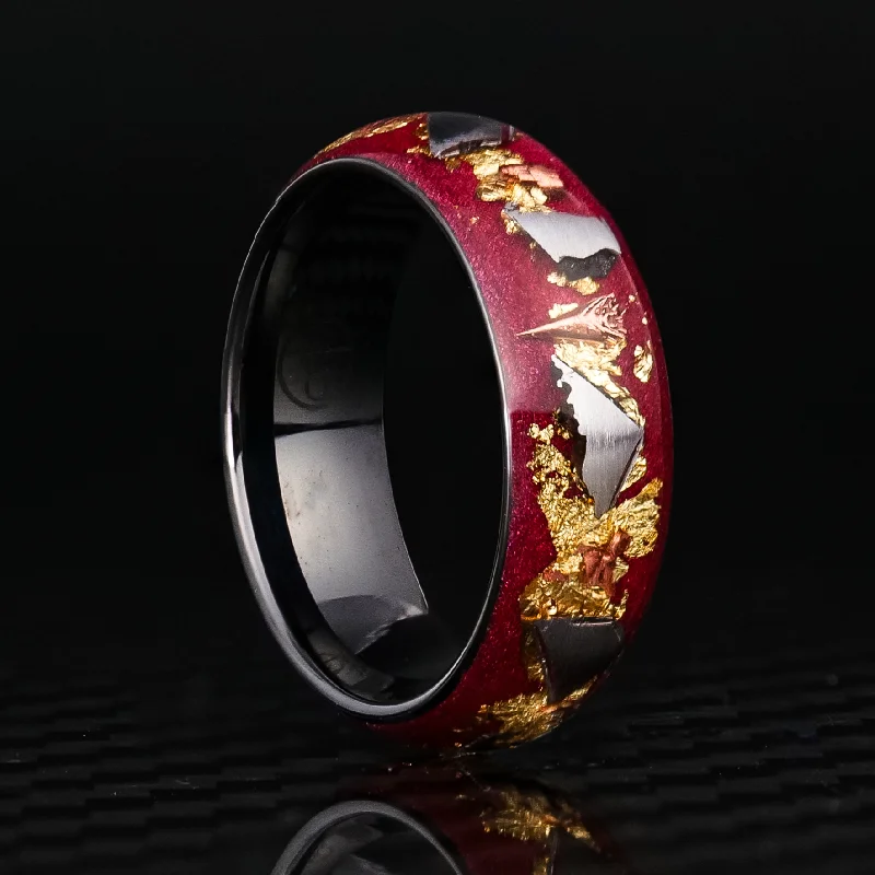 women gemstone bangles -Boundless Regal Glowstone Ring on Black Ceramic