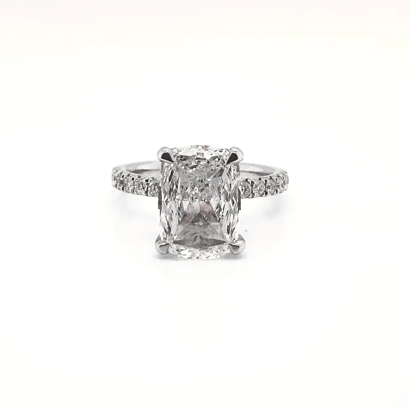 women mixed metal engagement rings -LANG 5 Carat Cushion Cut Lab Grown Diamond Engagement Ring IGI Certified