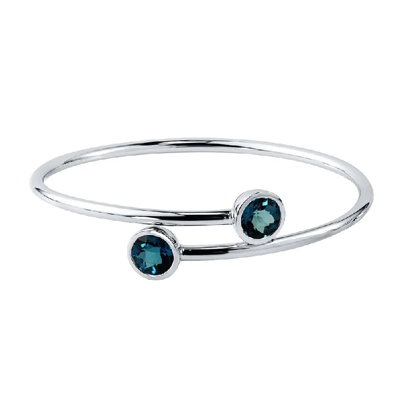 Auriya 4ct London-Blue Topaz Bypass Bangle Bracelet Gold over Silver