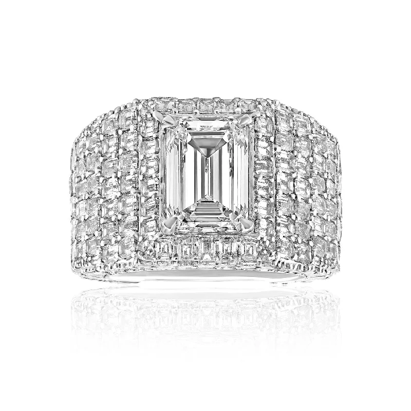 women luxurious platinum engagement rings -Lanna 22 Carat E VVS2 Emerald Cut Lab-Grown Diamond Engagement Ring in 14k White Gold. GIA Certified