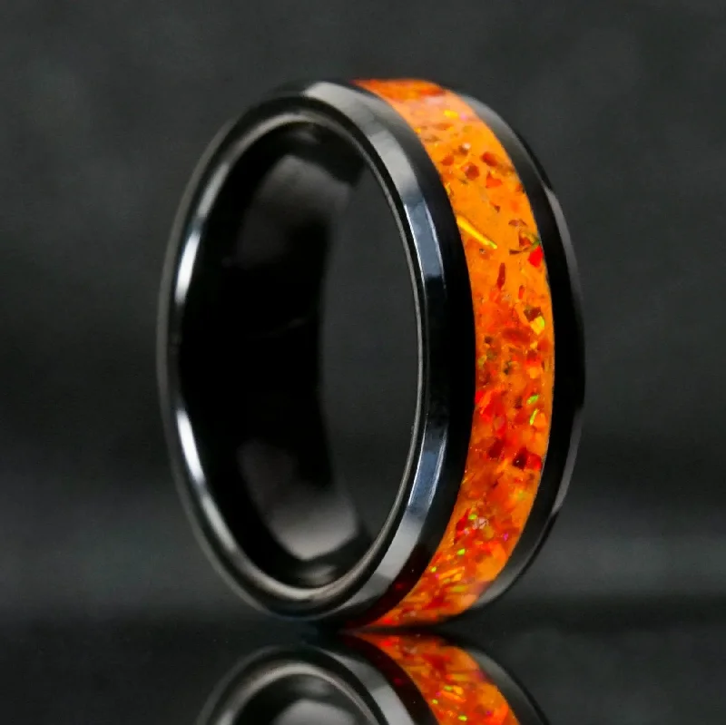 women modern bangles -Orange Fire Opal Glowstone Ring