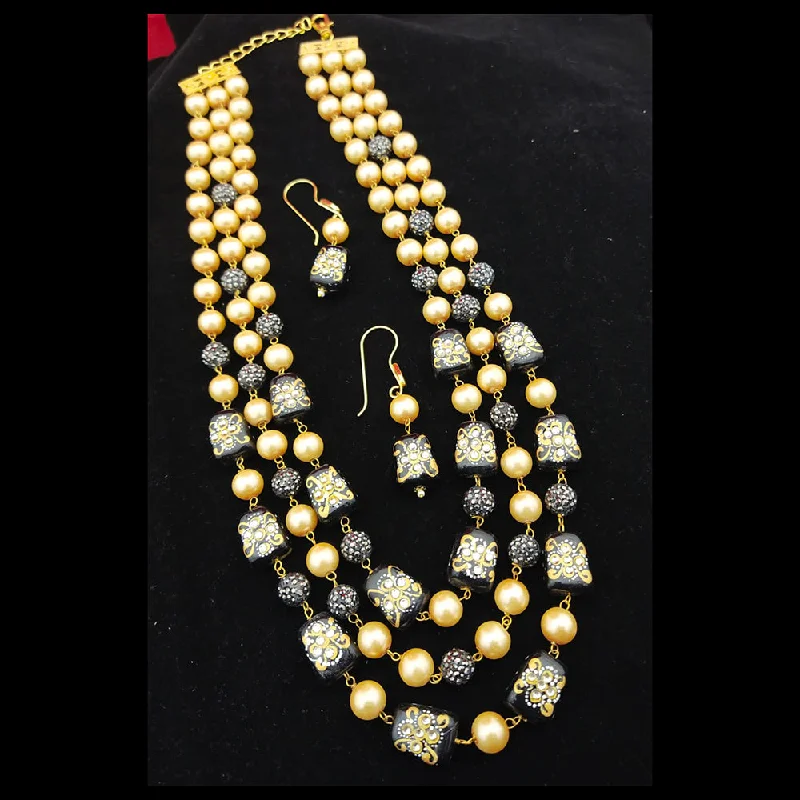 women layered gold necklaces -Manisha Jewellery Gold Plated Pearl Necklace Set