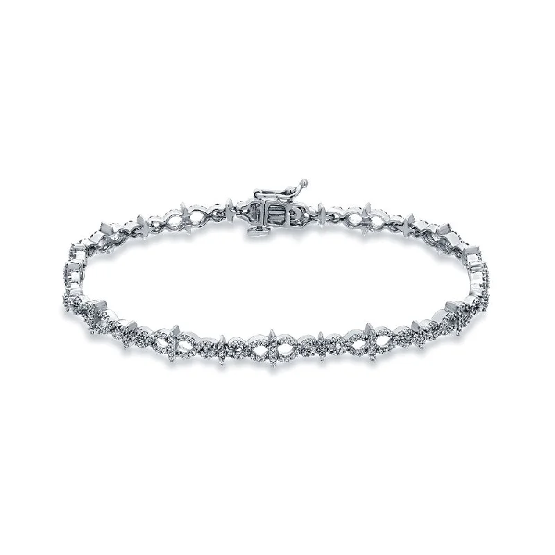 Auriya 1 carat TW Modern Pave Diamond Link Bracelet 14k White Gold - 7-inch