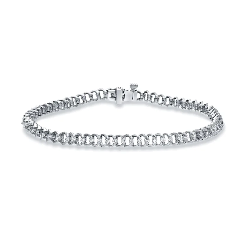 Auriya 14k White Gold 1ct Round Diamond Chain Link Tennis Bracelet