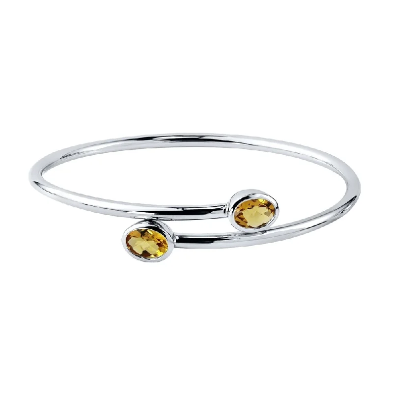 Auriya 2ct Oval Yellow Citrine Bypass Bangle Bracelet Gold over Silver