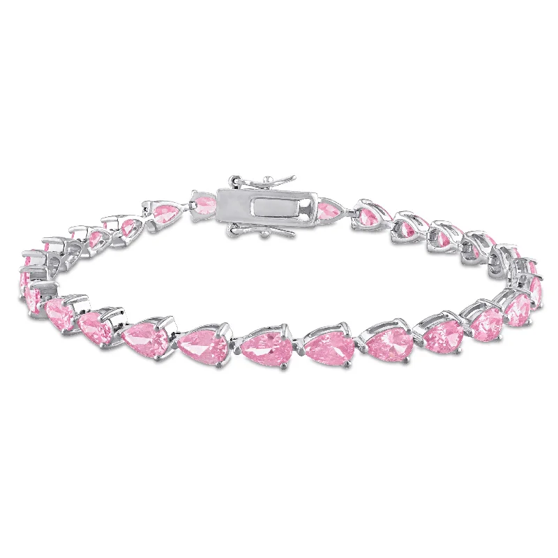 Miadora 13.5ct TGW Created Pink Sapphire Bracelet in Sterling Silver