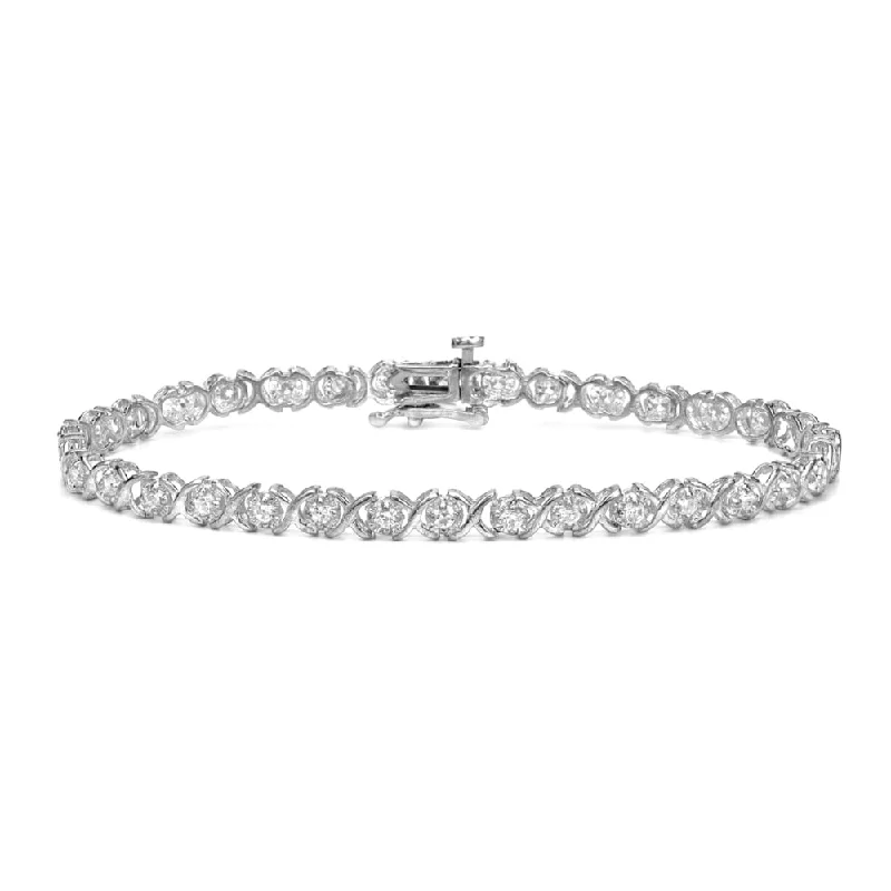 Auriya 14k White Gold 1ct TDW XO Diamond Link Tennis Bracelet