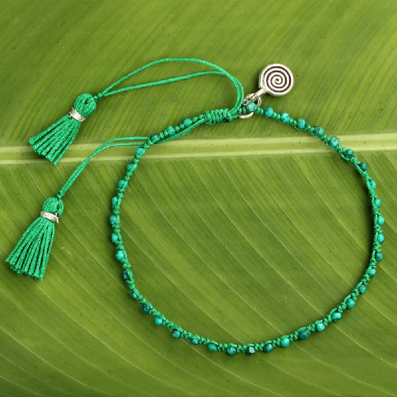 Handmade Silver 'Hypnotic Nature' Malachite Bracelet (Thailand)