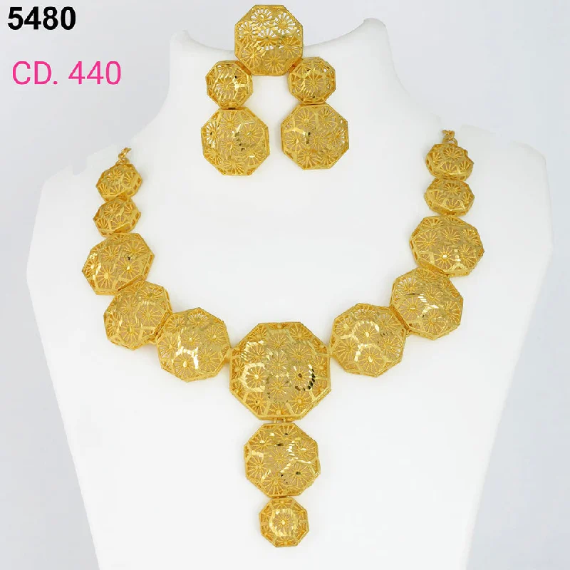 women geometric chain necklaces -MR Jewellery Forming Gold Plated Necklace Set