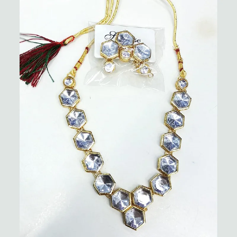 women adjustable necklaces -Manisha Jewellery Gold Plated Crystal Stone Necklace Set