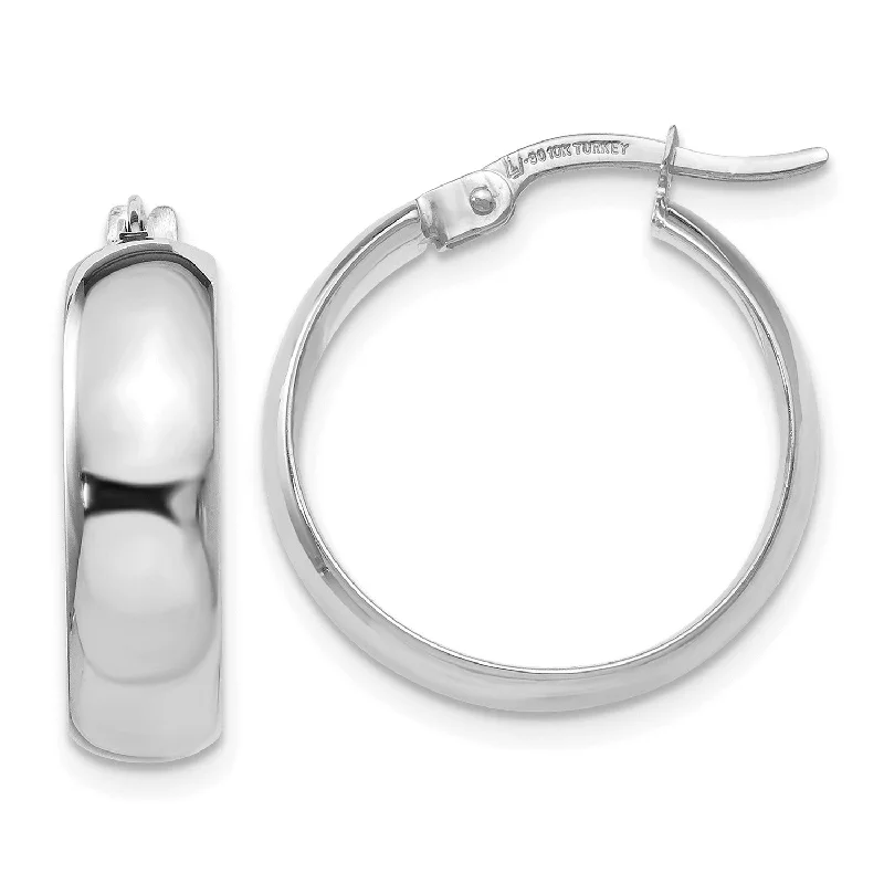 women boho earrings -10KT White Gold 19X4MM Hinged Hoop Earrings