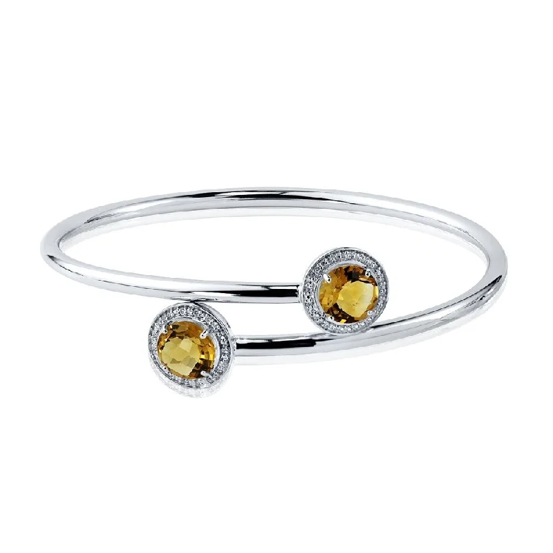 Auriya 3 1/2ct Yellow Citrine Gold over Silver Bangle Bracelet with Diamond Accents