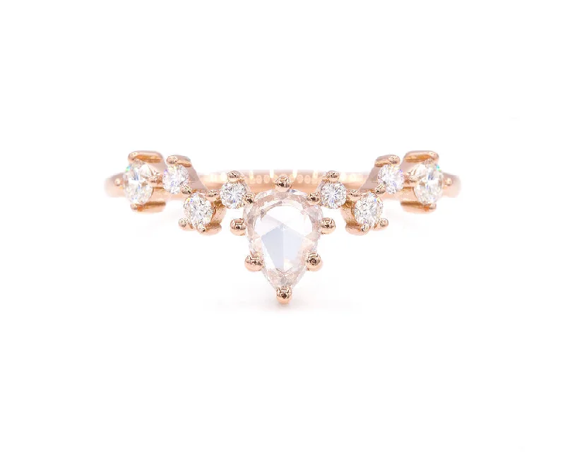 women gold bracelets -Rose Cut Pear Diamond Cluster Ring