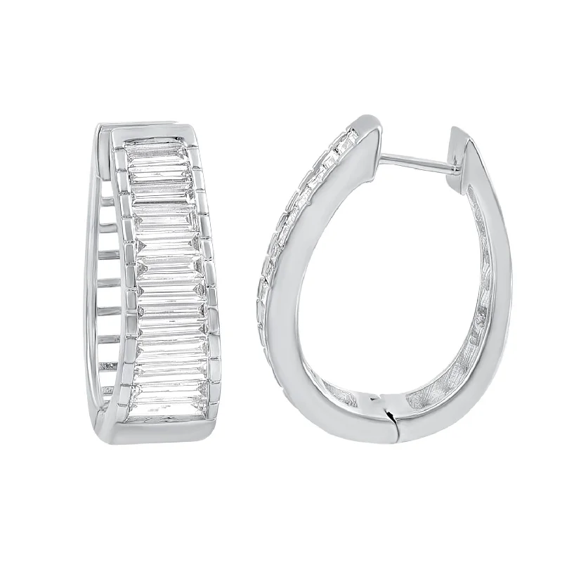 women romantic earrings -Signature EcoLove 2-3/8 CTW Diamond Hoop Earrings in 14KT White Gold