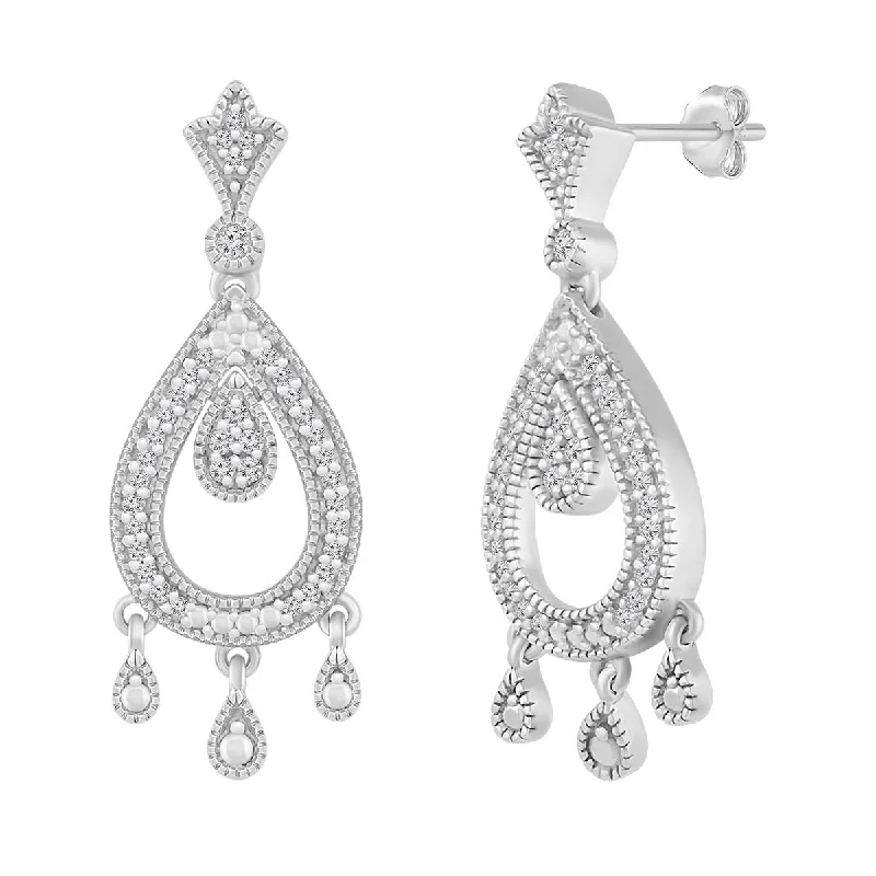 women adjustable earrings -1/6 CTW Diamond Chandelier Earrings in Sterling Silver