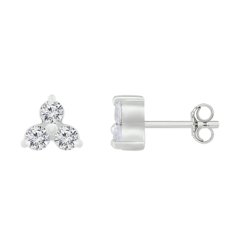 women heart-shaped earrings -1/5 CTW Diamond Stud Earrings in 10KT White Gold