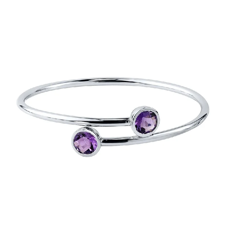 Auriya 3ct Purple Amethyst Bypass Bangle Bracelet Gold over Silver