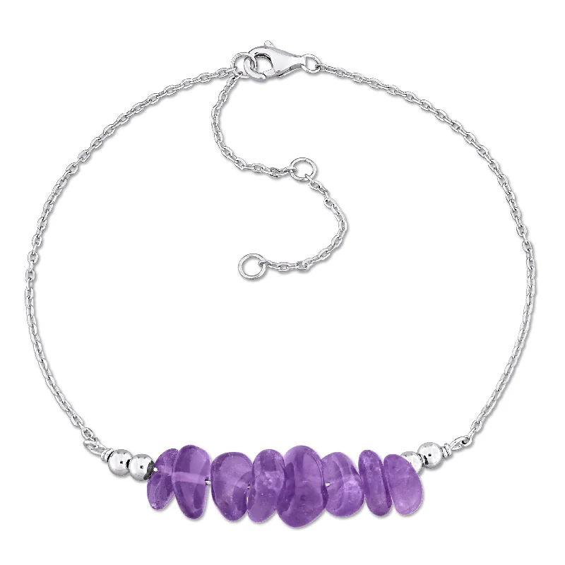 Miadora 1 1/3ct TGW Amethyst Bead Bracelet in Sterling Silver-725+2 in