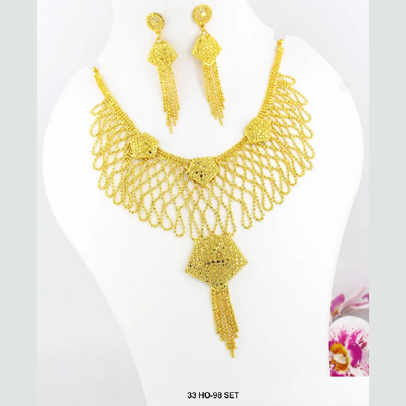 women layered gold necklaces -Mahavir Forming Gold Plated Necklace Set