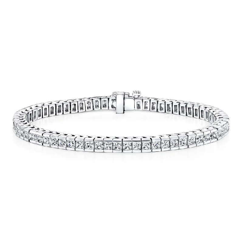 Auriya 4 carat TW Princess-cut Diamond Tennis Bracelet Channel-set 14k Gold - 7-inch