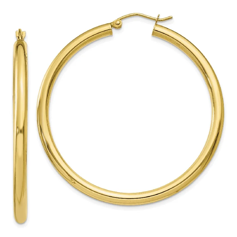 women sparkling gold earrings -10KT Yellow Gold 40X3MM Hoop Earrings