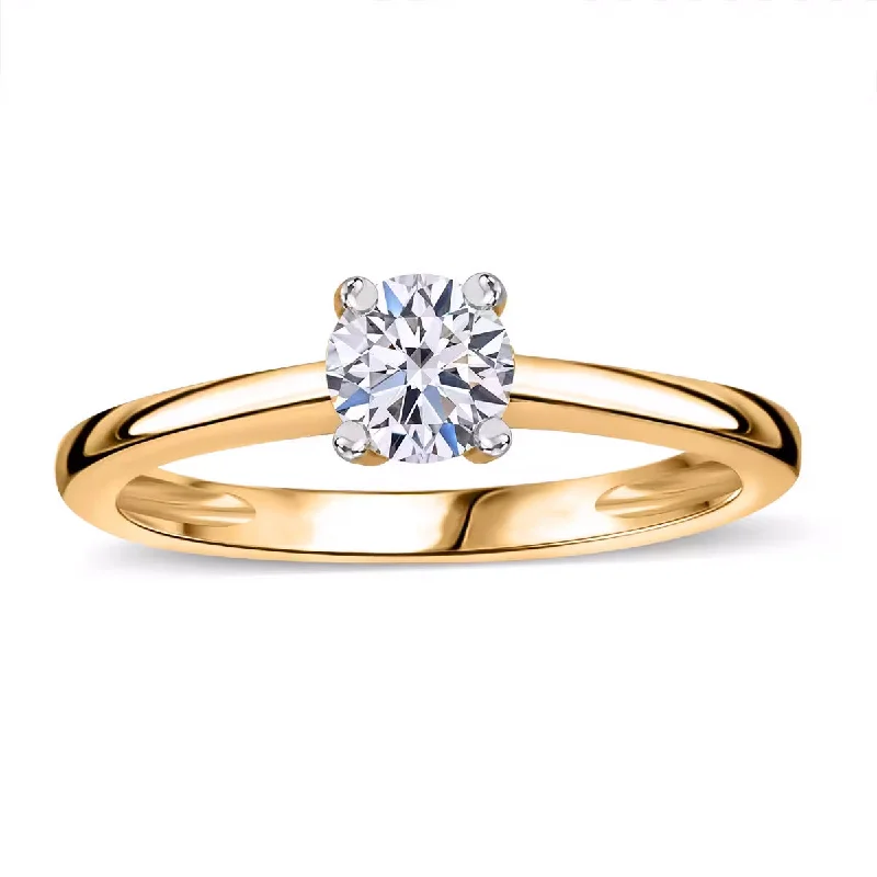 women elegant vintage engagement rings -Solitaire Lab Grown Diamond Ring in 9K Gold