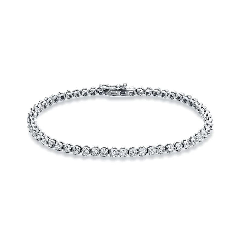 Auriya 18k White Gold 2 3/4ct TDW Round Diamond Tennis Link Bracelet