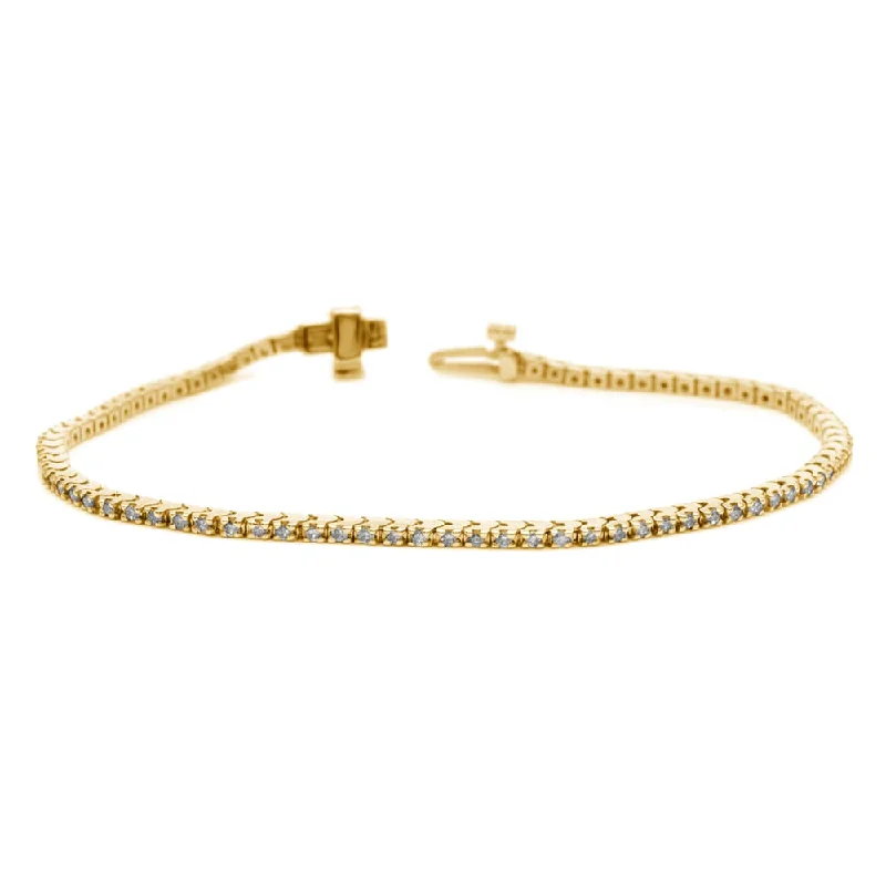 14k Gold 3ct TDW Round Diamond Tennis Bracelet by Auriya