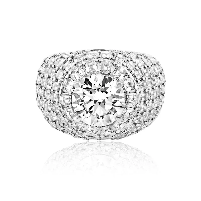 women luxurious engagement rings -Leighanna 16 Carat G VS1 Round Brilliant Lab-Grown Diamond Chandelier Engagement Ring in 14k White Gold