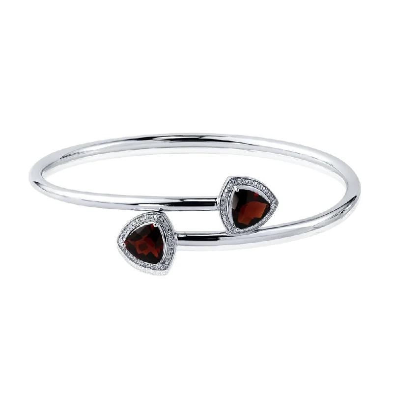 Auriya 3 3/4ct Trillion-Cut Red Garnet Gold over Silver Bangle Bracelet with Diamond Accents