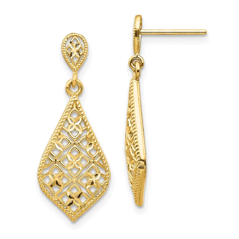 women shimmering earrings -14KT Yellow Gold Drop & Dangle Fancy Earrings