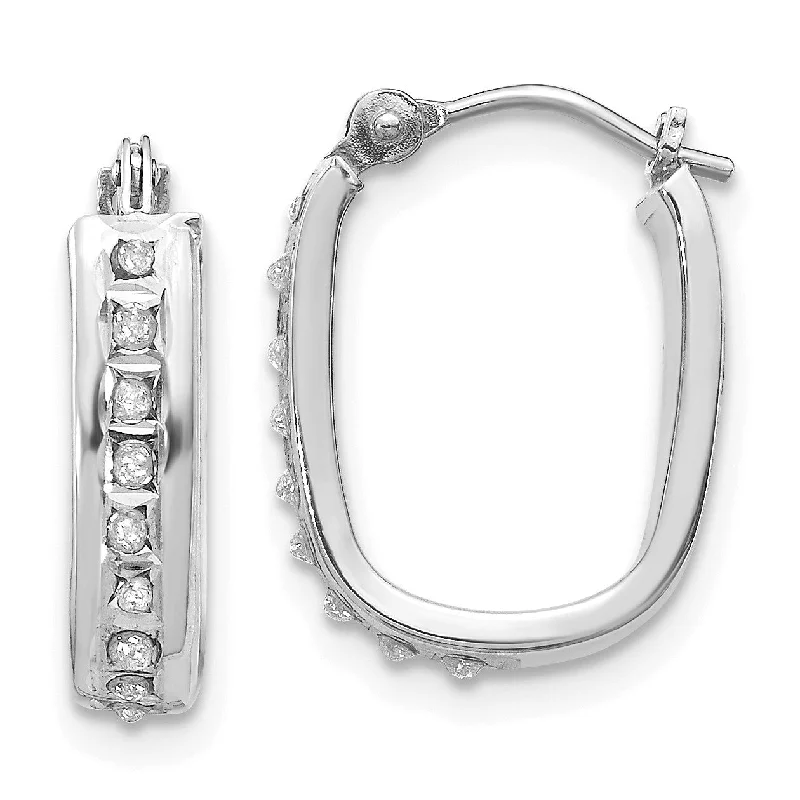 women chic stud earrings -Diamond Fascination Diamond Accent Hinged Hoop Earrings in 14KT White Gold