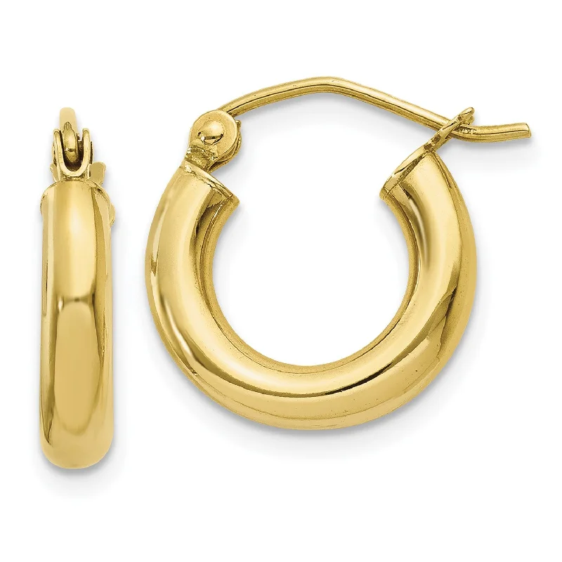 women clip-on earrings -10KT Yellow Gold 9X3MM Hoop Earrings