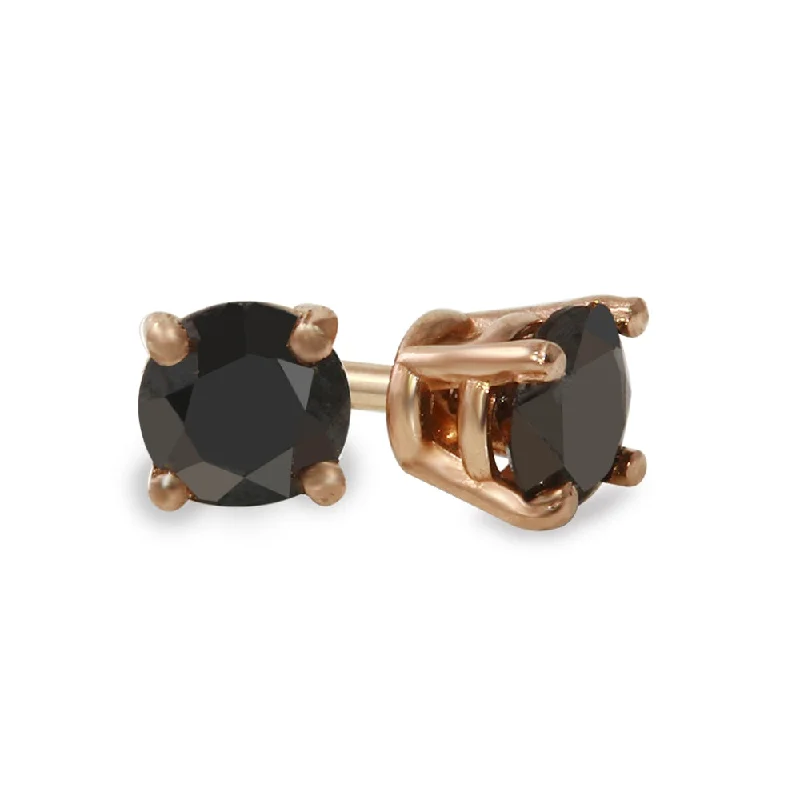 women luxury gold earrings -14K Rose Gold 5 CTW Rd Black Diamond Stud Earrings