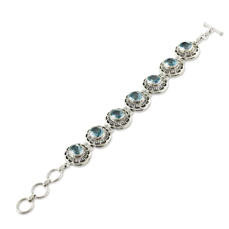 Sterling Silver Blue Topaz 'Sky Blossom' Bracelet