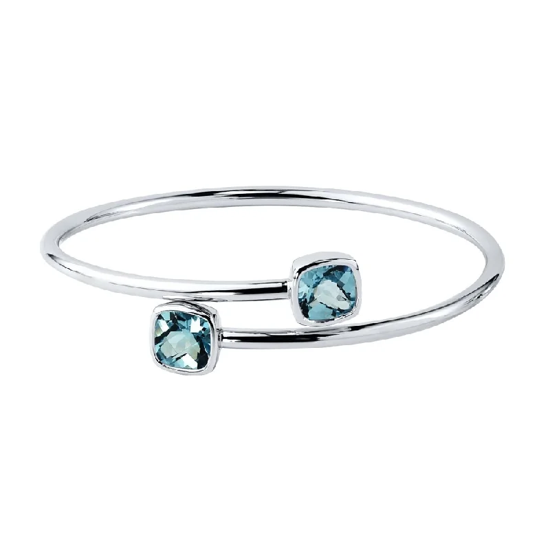 Auriya 5ct Cushion-cut Sky Blue Topaz Bypass Bangle Bracelet Gold over Silver