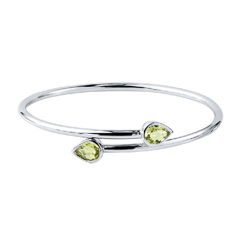 Auriya 1 3/4ct Pear-cut Lemon Green Quartz Bypass Bangle Bracelet Gold over Silver