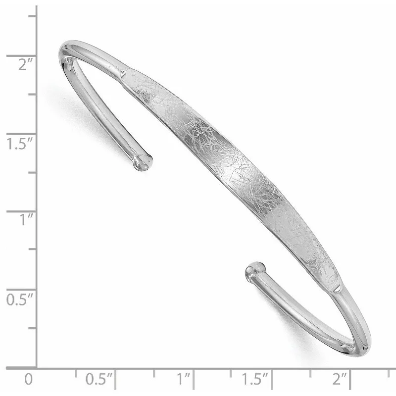 Curata 925 Sterling Silver Polished and Scratch Finish Adjustable Cuff Stackable Bangle Bracelet