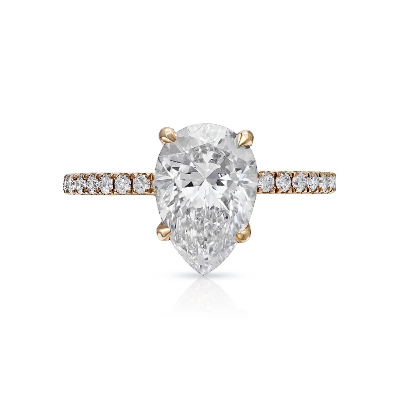 women simple engagement rings -LAVA 2 Carat Pear Shaped Lab Grown Diamond Engagement Ring IGI Certified