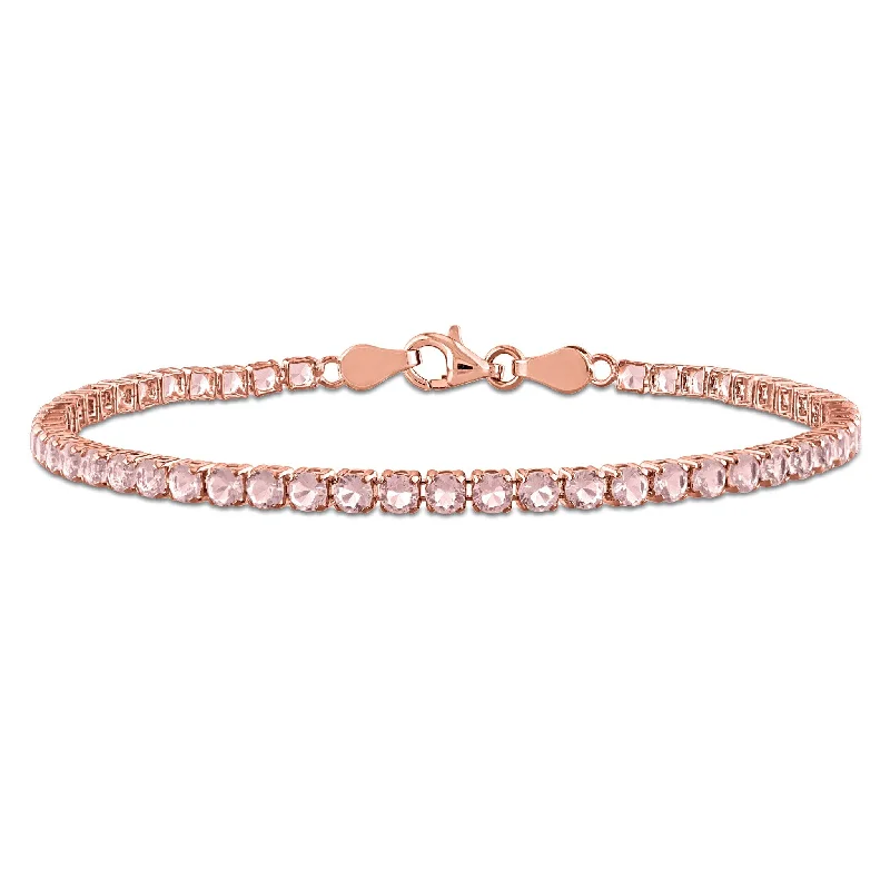 Miadora 5 1/10ct TGW Simulated Morganite Tennis Bracelet in Rose Silver