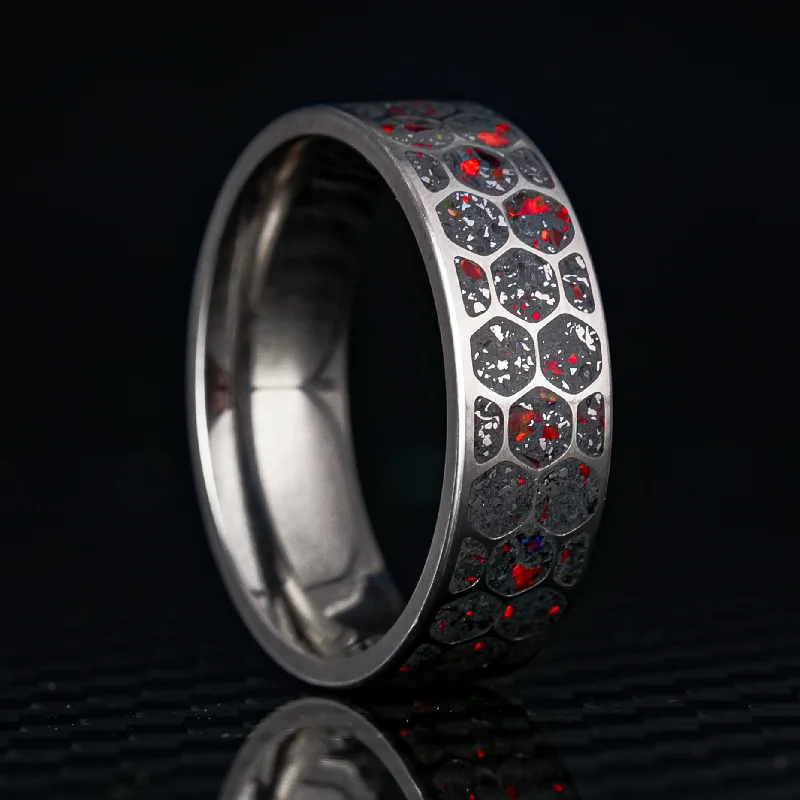 women custom bangles -Hexagon Crimson Star Dust™ Ring