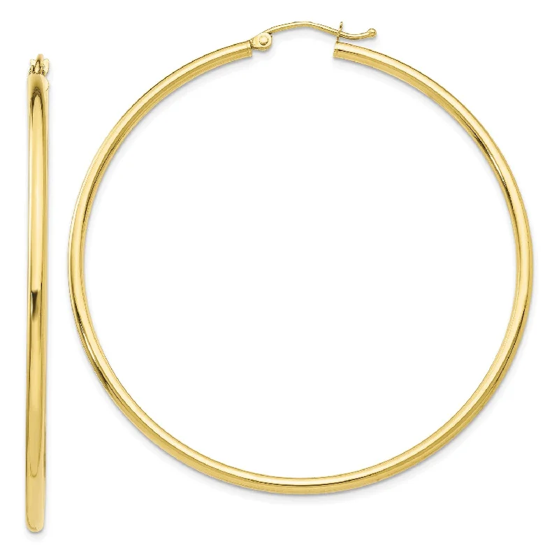 women trendy gold earrings -10KT Yellow Gold Hinged Hoop Earrings