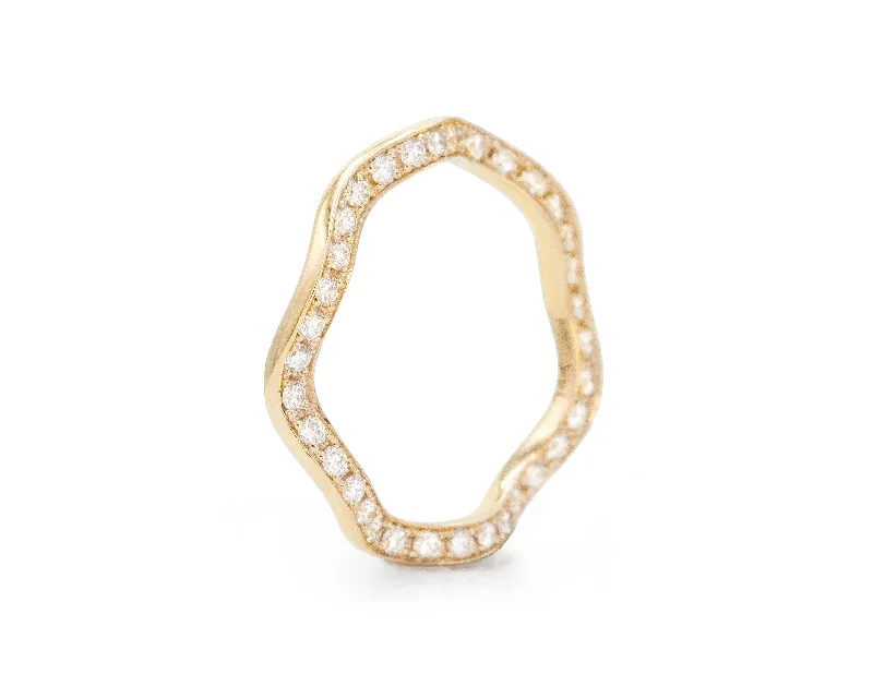 women gold tennis bracelets -Petite Pavé Echo Ring