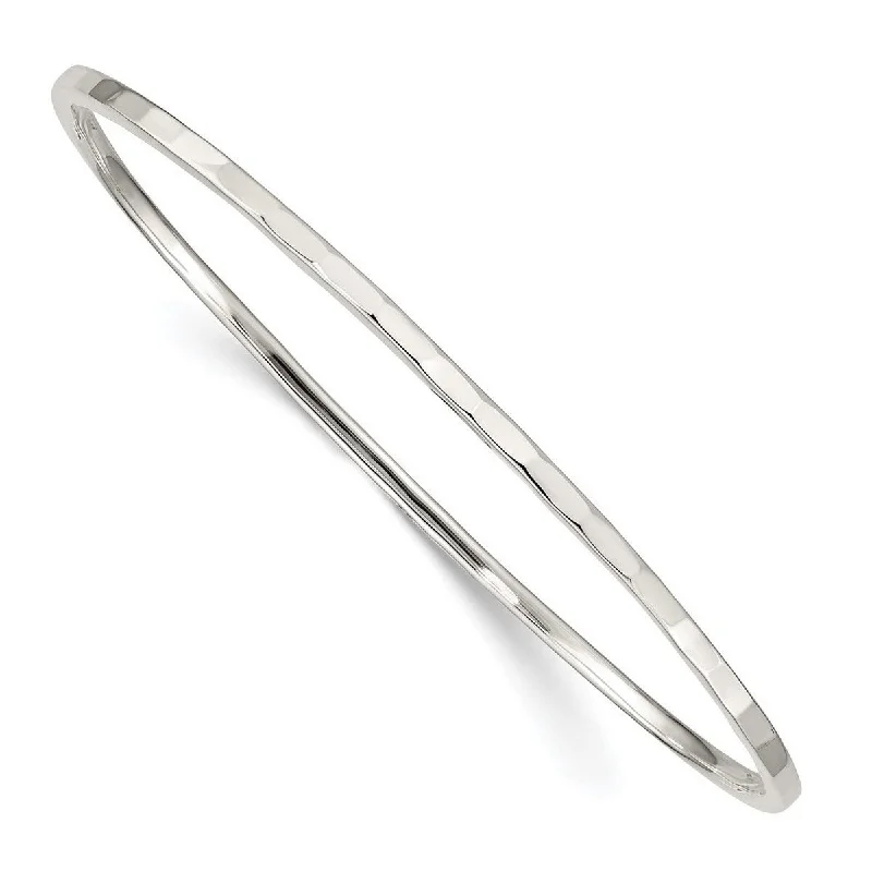 Curata 925 Sterling Silver 7.75" 2mm Thin Simple Polished Slip on Bangle Bracelet