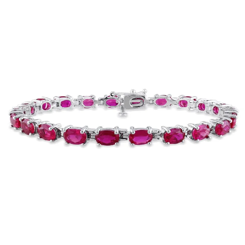 Miadora Sterling Silver Created Ruby Bracelet